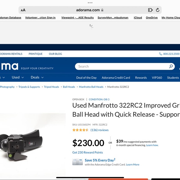 Used Manfrotto 322RC2 Improved Grip Action Ball Head - Picture 6 of 6